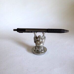 NEW IN BOX JAC ZAGOORY PEWTER METAL HAPPY BUDDHA DESK ART ACCESSORY PEN HOLDER